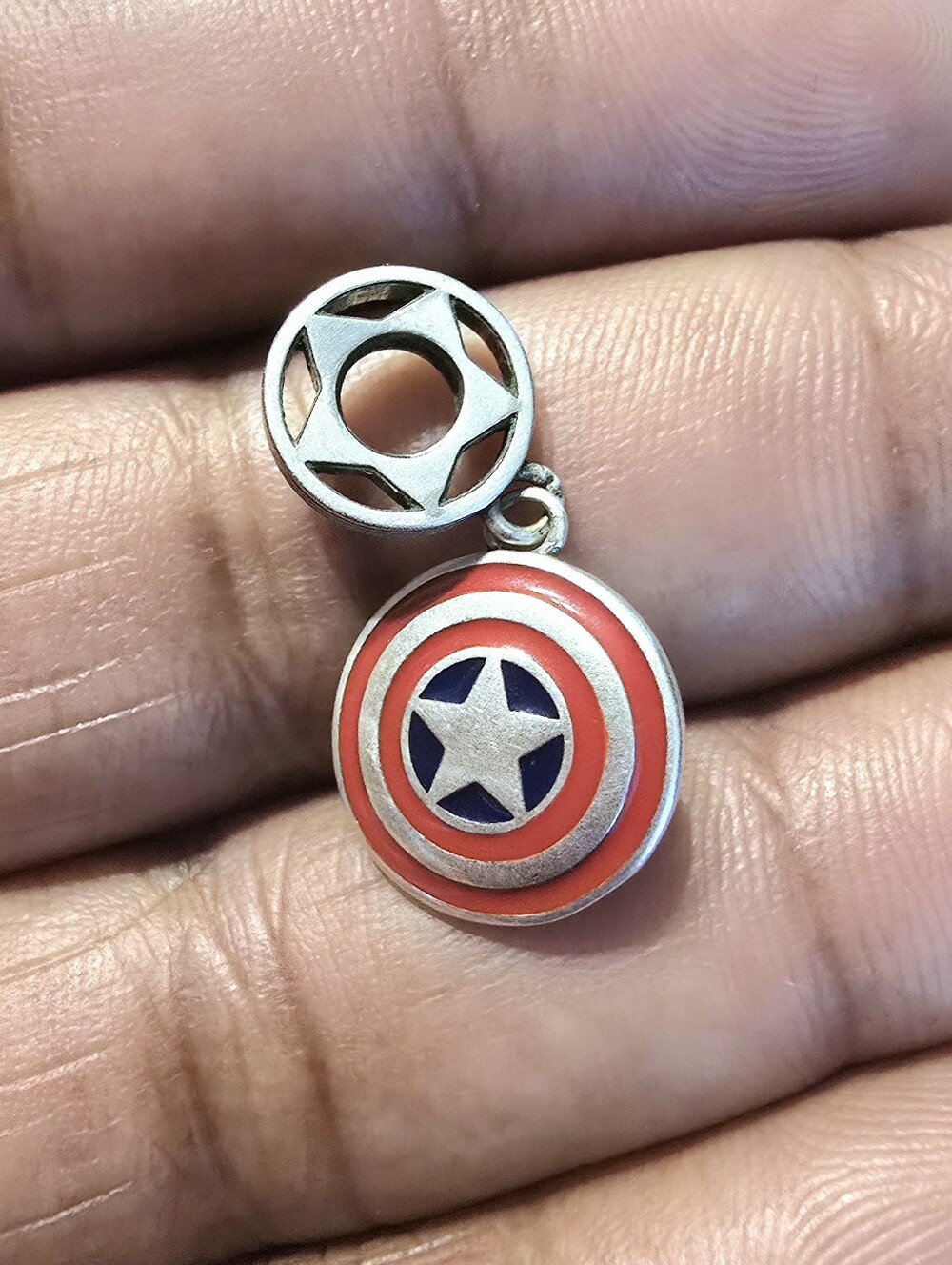 Captain America Red and Blue Star Shield Charm Pendant for Women